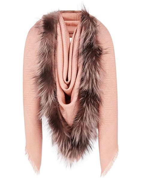 Fendi Touch Of Fur Shawl in Pink .